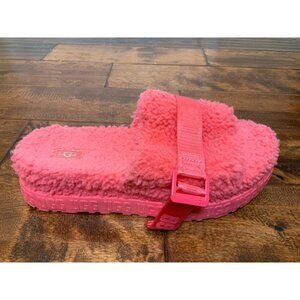 Ugg Pink Sherpa Fleece Fluffita Platform Slide Sandals, Size 11 | 42
